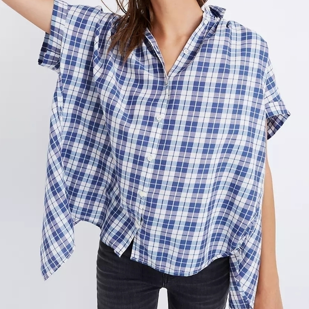 Madewell Central Open Back Shirt in Linus Plaid Small